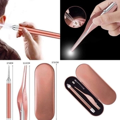 Bộ Dụng Cụ Soi, Gắp, Lấy Ráy Tai Hộp Hồng Cao Cấp Có Đèn Pin [BH: NONE]