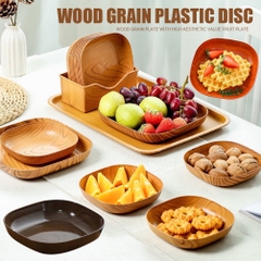 Set 8 đĩa nhựa vân gỗ đựng thực phẩm, trái cây, decor siêu xinh [BH: None]