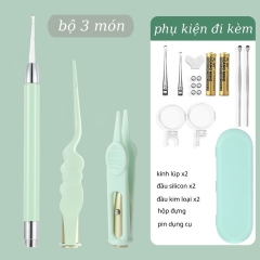 Bộ lấy ráy tai có đèn hộp 3 món, có kính lúp gia đình tiện lợi [BH: NONE]