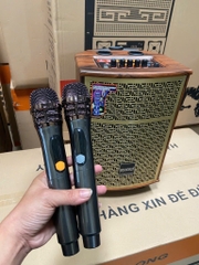 Loa kéo bluetooth Karaoke SoudBox GL-C80 gỗ dán si cao cấp kèm 2 micro siêu hay