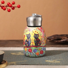 Bình giữ nhiệt 400ml inox có nắp đậy hoa văn siêu đẹp- MẪU TÙY LÔ [BH: NONE]