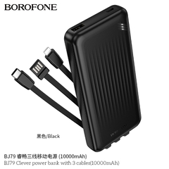 Pin sạc dự phòng BOROFONE BJ79 10.000 mAh kèm 3 dây sạc liền pin chính hãng