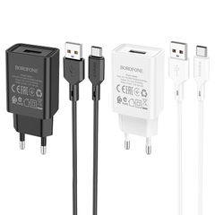 Bộ sạc BOROFONE BA68A 2.1A (A-C), Cáp USB ra Type C, Cóc 1 cổng USB chính hãng [BH 1 năm]