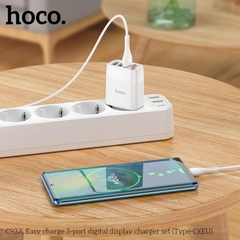 Bộ sạc nhanh 3.4A Hoco C93A Type C 3U (cáp usb ra type-c, cóc 3 cổng usb) có LED báo dòng chính hãng (BH 1 NĂM)
