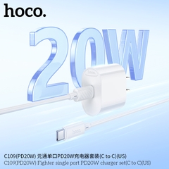 Bộ sạc nhanh 20w HOCO C109 (cáp c-c, cóc 1 cổng type-c PD) chính hãng BH 1 năm