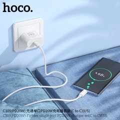Bộ sạc nhanh 20w HOCO C109 (cáp c-c, cóc 1 cổng type-c PD) chính hãng BH 1 năm