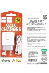 Bộ sạc nhanh 18W Hoco C72Q ip (cáp usb ra lightning) QC3.0 chính hãng [BH 1 năm]