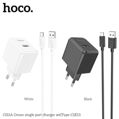 Bộ sạc nhanh HOCO CS11A Ocean chui Type C 2.1A, (A-C) Cáp USB ra Type C, Cóc sạc 1 cổng USB  chính hãng [BH: 1 năm]