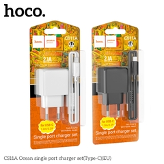 Bộ sạc nhanh HOCO CS11A Ocean chui Type C 2.1A, (A-C) Cáp USB ra Type C, Cóc sạc 1 cổng USB  chính hãng [BH: 1 năm]
