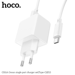Bộ sạc nhanh HOCO CS11A Ocean chui Type C 2.1A, (A-C) Cáp USB ra Type C, Cóc sạc 1 cổng USB  chính hãng [BH: 1 năm]