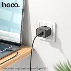 Bộ sạc nhanh HOCO CS11A Ocean chui Type C 2.1A, (A-C) Cáp USB ra Type C, Cóc sạc 1 cổng USB  chính hãng [BH: 1 năm]