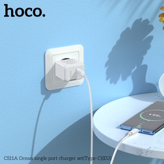 Bộ sạc nhanh HOCO CS11A Ocean chui Type C 2.1A, (A-C) Cáp USB ra Type C, Cóc sạc 1 cổng USB  chính hãng [BH: 1 năm]