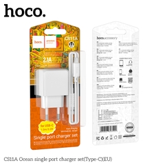 Bộ sạc nhanh HOCO CS11A Ocean chui Type C 2.1A, (A-C) Cáp USB ra Type C, Cóc sạc 1 cổng USB  chính hãng [BH: 1 năm]