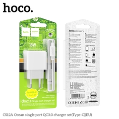 Bộ sạc QC3.0 một cổng Ocean CS12A Type-C 18W chính hãng [BH 1 NĂM]