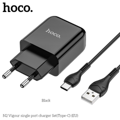Bộ sạc HOCO N2 chui Type C 2.1A, (A-C) Cáp USB ra Type C, Cóc 1 cổng USB chính hãng [BH 1 năm]