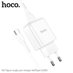 Bộ sạc HOCO N2 chui Type C 2.1A, (A-C) Cáp USB ra Type C, Cóc 1 cổng USB chính hãng [BH 1 năm]
