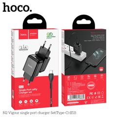 Bộ sạc HOCO N2 chui Type C 2.1A, (A-C) Cáp USB ra Type C, Cóc 1 cổng USB chính hãng [BH 1 năm]