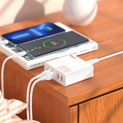 Cóc sạc nhanh 65w HOCO C114A 5 cổng (1 cổng Type-C vs 4 cổng usb) chính hãng [BH 1 NĂM]