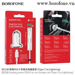 Cóc sạc/ tẩu sạc xe hơi BZ12B Type C- Lightning (c-l) [BH: 1 năm]