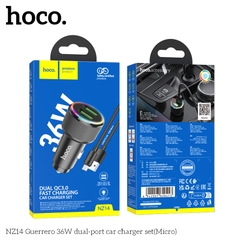 Cóc sạc nhanh 36W cho xe hơi Hoco NZ14 Micro (2 cổng USB) đèn LED chính hãng [BH 1 năm]