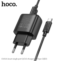 Bộ sạc nhanh 18w Hoco C140A Type C (Cóc 1 cổng USB QC3.0 + cáp usb ra Type c) chính hãng [BH: 1 NĂM]