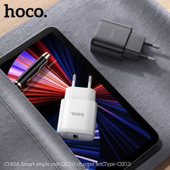 Bộ sạc nhanh 18w Hoco C140A Type C (Cóc 1 cổng USB QC3.0 + cáp usb ra Type c) chính hãng [BH: 1 NĂM]