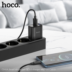 Bộ sạc nhanh 18w Hoco C140A Type C (Cóc 1 cổng USB QC3.0 + cáp usb ra Type c) chính hãng [BH: 1 NĂM]