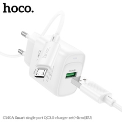 Bộ sạc nhanh 18w HOCO C140A Micro (Cóc 1 cổng USB QC3.0 + cáp usb ra Micro Samsung) chính hãng [BH: 1 NĂM]