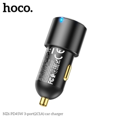 Cóc sạc nhanh xe hơi 45w HOCO NZ6 (1 cổng usb, 2 cổng type-c) chính hãng [BH 1 năm]