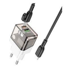 Bộ sạc nhanh 20w BOROFONE BA80A (c-l) (cáp type c ra iphone lightning) (cóc 1 cổng type-c vs 1 cổng usb) PD QC3.0 chính hãng [BH 1 năm]