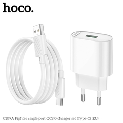 Bộ sạc nhanh 18w HOCO C109A usb ra Type-C QC3.0 chính hãng [BH 1 năm]