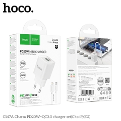 Bộ sạc nhanh 20w HOCO C147A (c-l) (cáp type c ra iphone lightning, cóc 1 cổng usb vs 1 cổng type-c) chính hãng [Bh 1 năm]