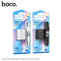 Bộ sạc nhanh 12w Hoco C134 usb ra Type-C chính hãng [BH 1 Năm]