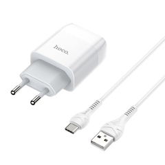 Bộ sạc nhanh HOCO C73A 2 cổng usb (cáp usb ra Type-C) 2.4A chính hãng [BH 1 năm]
