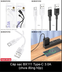 Cáp sạc nhanh 3A BOROFONE BX111 cáp usb ra Type C chính hãng [BH 1 năm]