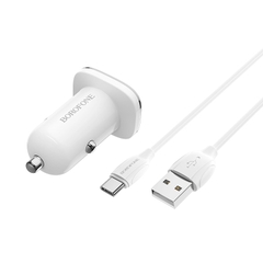 Cóc sạc xe hơi BOROFONE BZ12A (Type-C) 1 cổng usb sạc nhanh QC3.0 kèm cáp sạc Type C chính hãng [bh 1 năm]