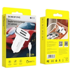 Cóc sạc xe hơi BOROFONE BZ12 (iPhone) 2 cổng usb sạc nhanh QC3.0 kèm cáp sạc Lightning chính hãng [BH 1 năm]
