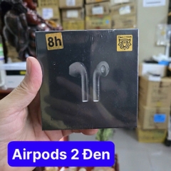Tai nghe bluetooth Airpods 2 ĐEN Logo Tiger, 2 Tai có doc sạc, không nút cao su [BH: 3 THÁNG]