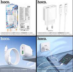 Bộ sạc HOCO C109A (CÓC MẪU MỚI c-c) sạc nhanh 20w+QC3.0 cóc 2 cổng 1U 1C kèm cáp 2 đầu Type C chính hãng
