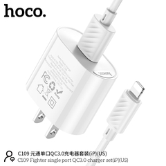 Bộ sạc nhanh 18w Hoco C109 Usb ra Iphone QC3.0 chính hãng [BH 1 Năm]