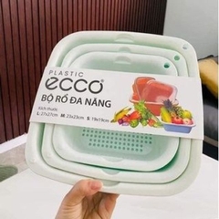 Bộ 3 thau kèm 3 rổ nhựa EC đựng thực phẩm, đựng rau củ 3 size 27x27 cm 23x23cm 19x19cm