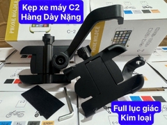Chân kẹp điện thoại đa năng C2 XỊN bằng KIM LOẠI xoay 360 độ trên xe máy loại xịn