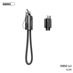 Cáp sạc ngắn 20cm Remax C5 sạc nhanh 30w Type c ra Iphone (C-L) chất liệu hợp kim kẽm có móc treo siêu đẹp [BH 1 Năm]