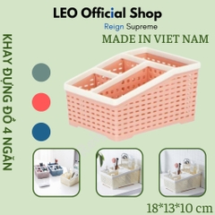 Khay hộp nhựa VN-5688 4 ngăn vuông đựng mỹ phẩm, vật dụng tiện ích văn phòng đa năng [bh: none]