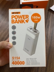 Pin sạc nhanh 160W max SYC S154 40.000mAh, có chức năng đèn pin, màn hình hiển thị % pin chính hãng [BH 1 năm]