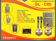 Loa kéo bluetooth Karaoke SoudBox GL-C80 gỗ dán si cao cấp kèm 2 micro siêu hay