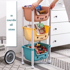 Kệ nhựa 3 tầng có bánh xe HKR- Bear để đồ chơi, đồ dùng tiện lợi [BH: None]