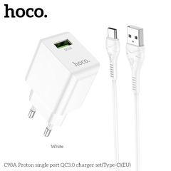 Bộ sạc nhanh 18w HOCO C98A cóc 1 cổng usb kèm cáp Usb ra Type C chính hãng [Bh 1 năm]