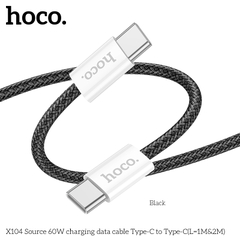 Cáp sạc nhanh 60W HOCO X104 (c-c 1m) 2 đầu Type-C ra TypeC dây dù chính hãng [BH 1 năm]
