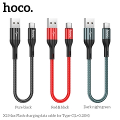 Cáp sạc nhanh 3A 25cm HOCO X2 MAX (a-c 25cm ngắn) usb ra Type-C dây dù chính hãng [BH 1 năm]